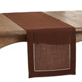 Saro Lifestyle SARO 6314.CT16120B 16 x 120 in. Oblong Classic Hemstitch Border Table Runner  Chocolate 6314.CT16120B